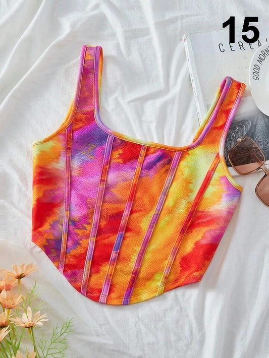 Niloberry Multicolor Floral, Printed Corset Top For Women