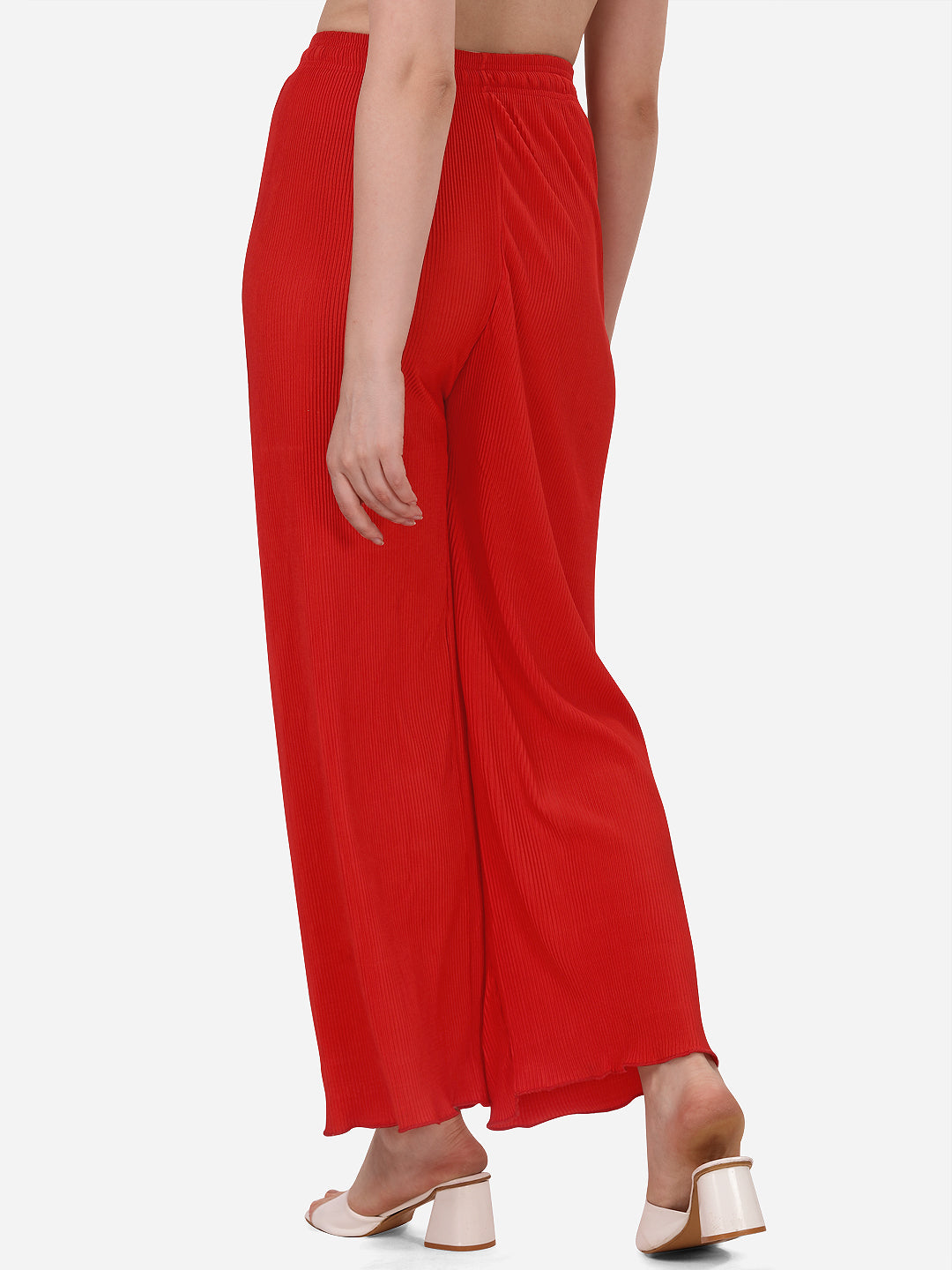 NiloBerry Pleated Red Palazzo for women