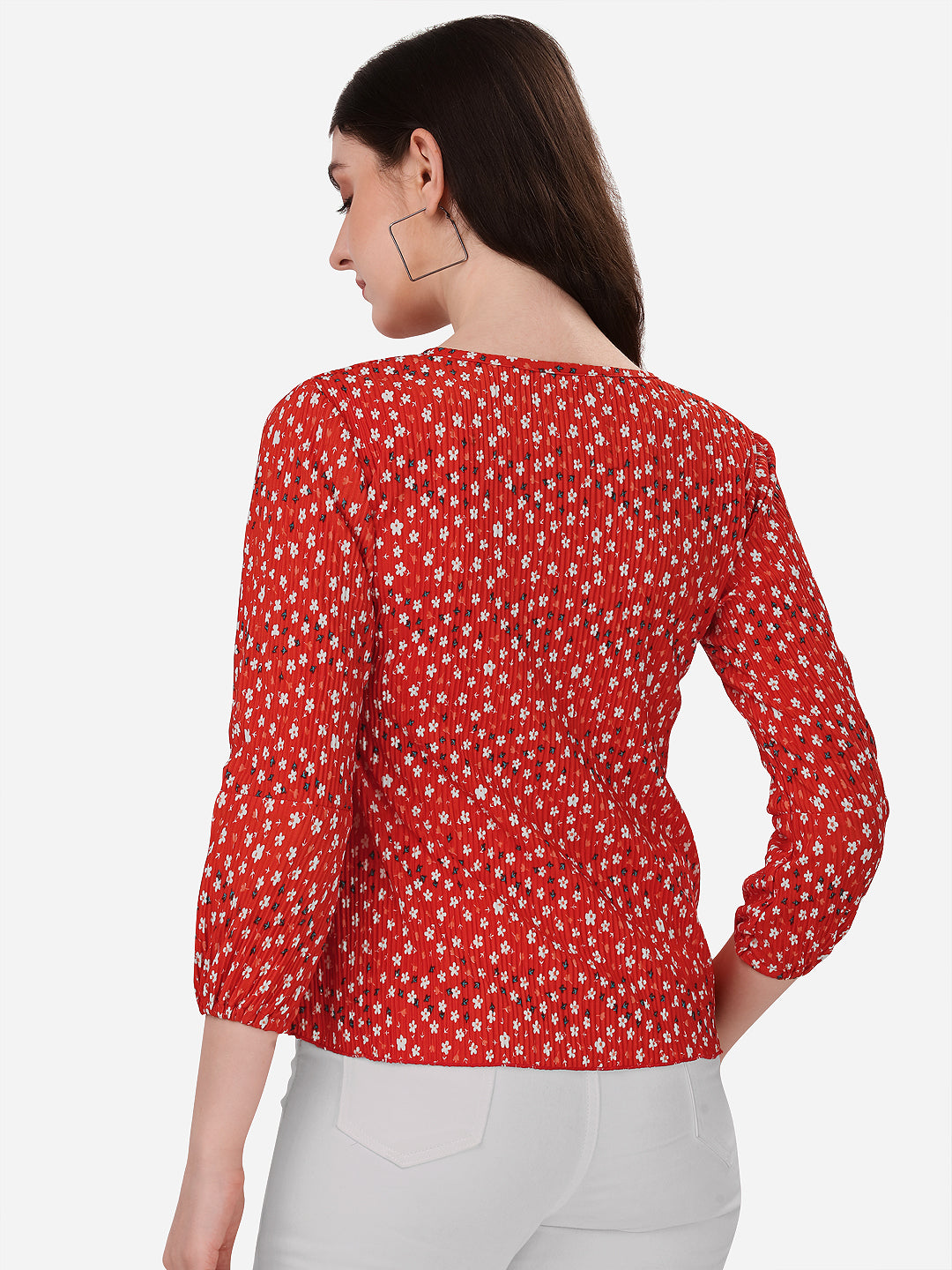 NiloBerry Boat neck full sleeve digital printed top for women