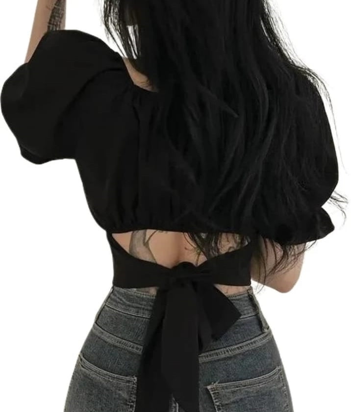 Modern Classic Balloon Style Sleeve Crop Top