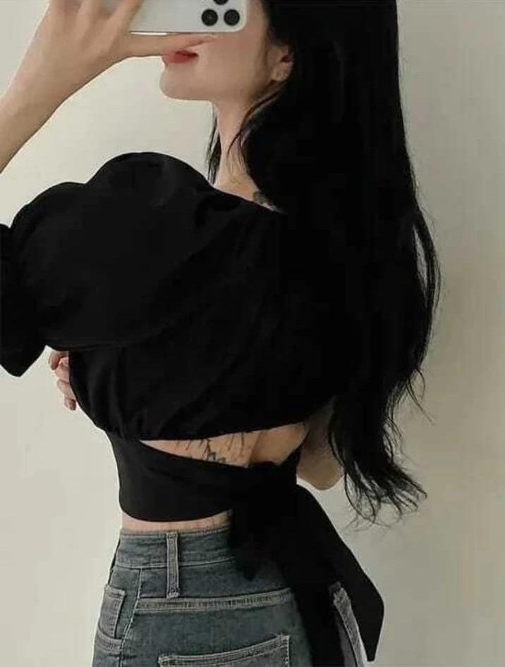 Modern Classic Balloon Style Sleeve Crop Top