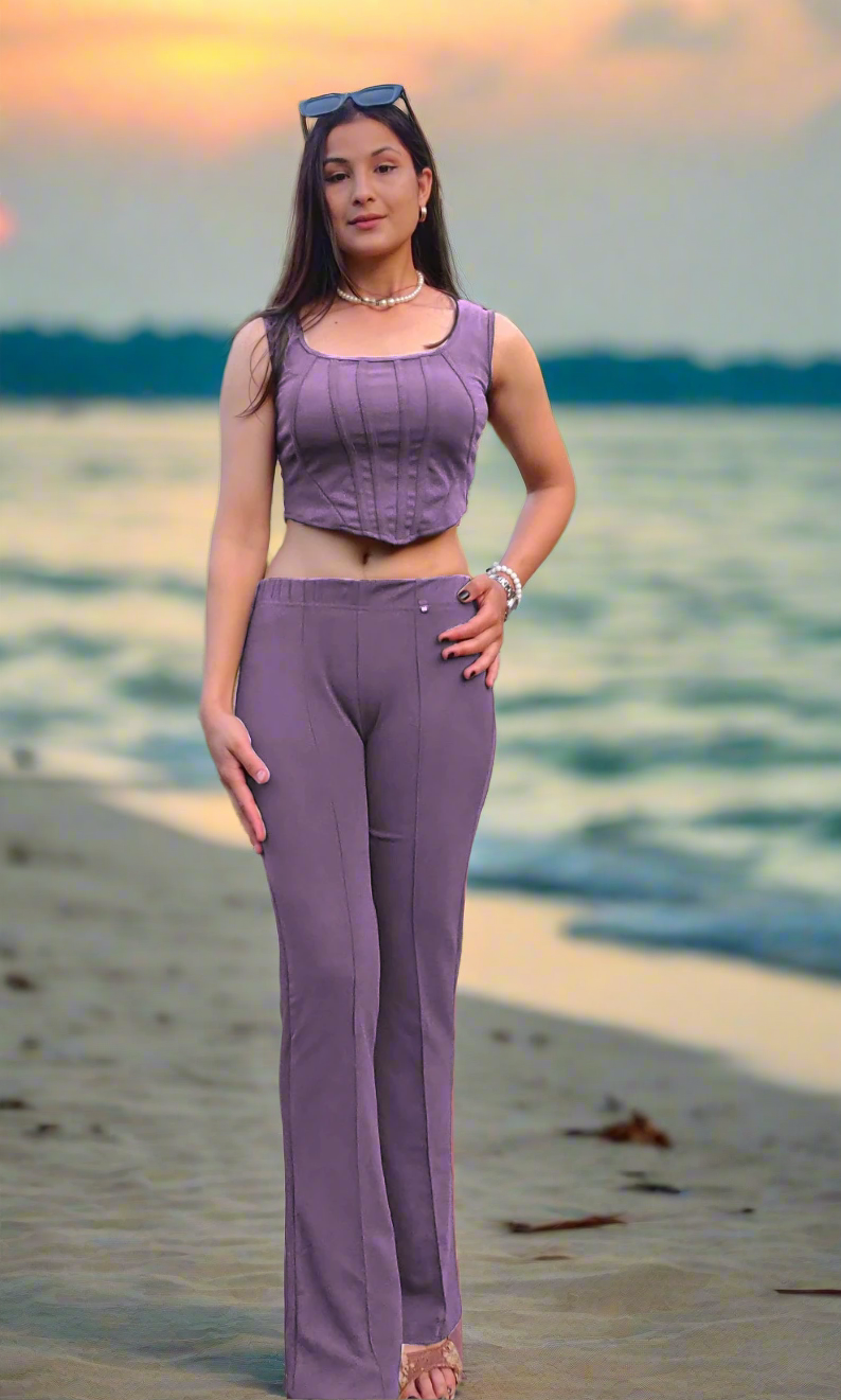 NiloBerry Co-Ord set with stylish cami top & High waist bell bottom pant