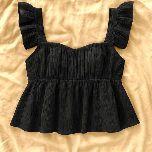 Niloberry Princess cut ruffle Sleeve Peplum Top for Women