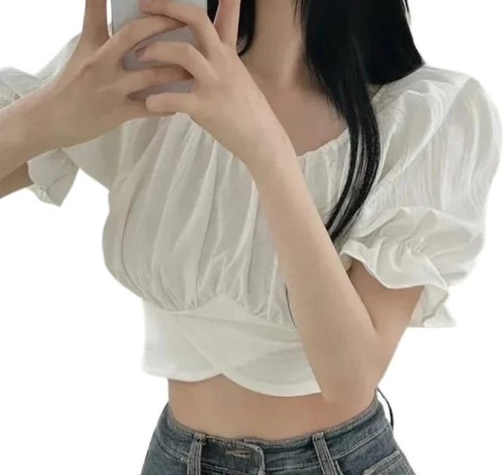 Modern Classic Balloon Style Sleeve Crop Top