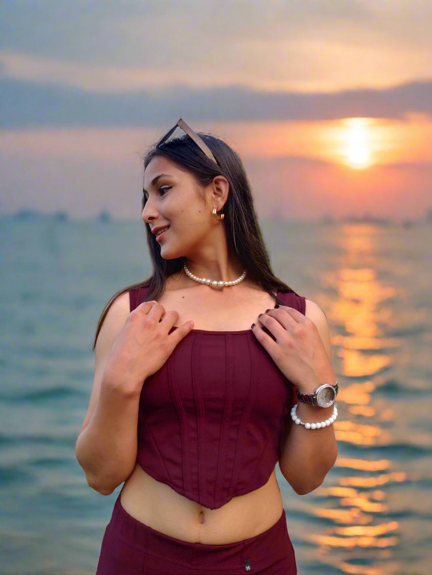 NiloBerry Co-Ord set with stylish cami top & High waist bell bottom pant