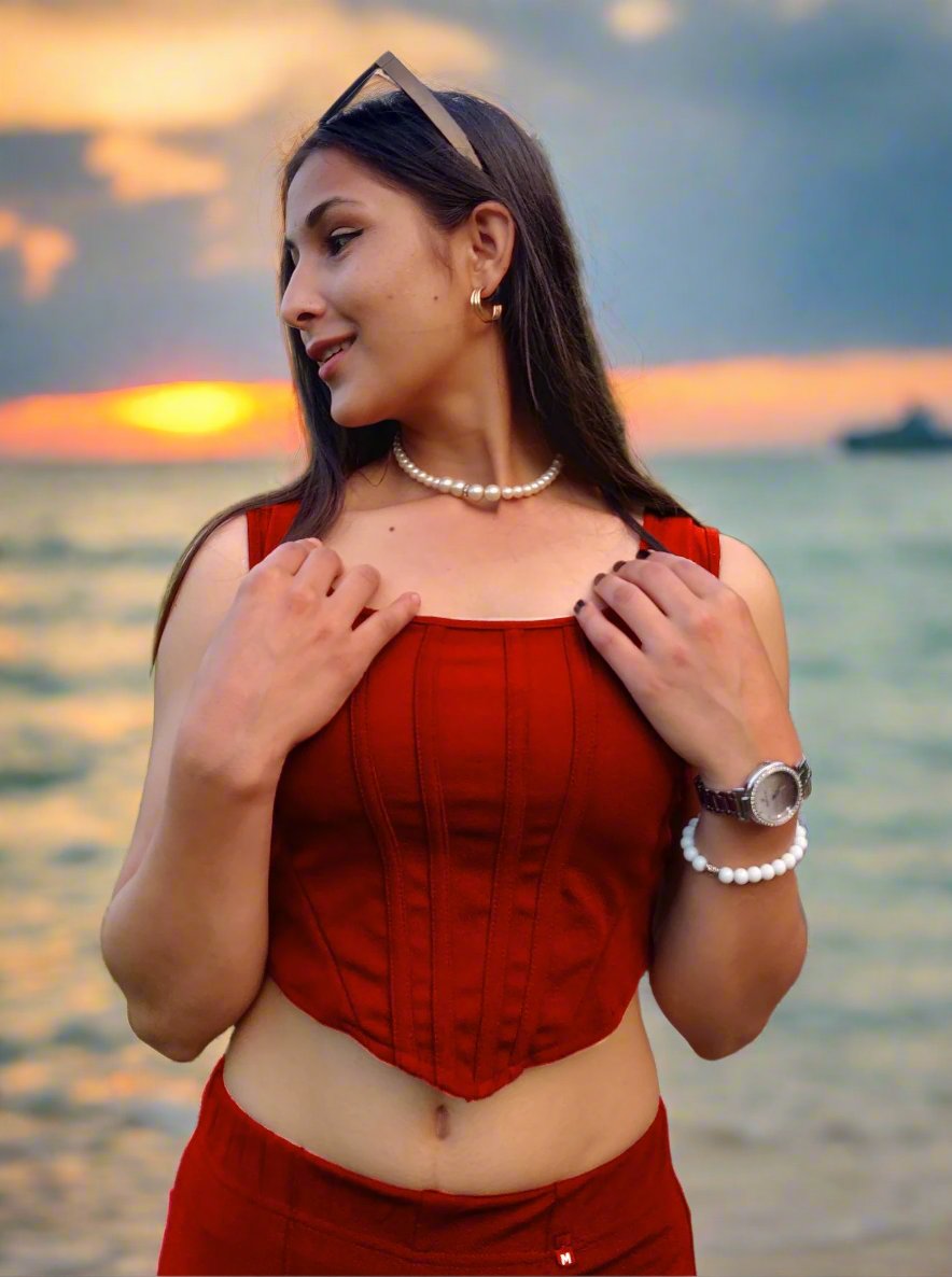 NiloBerry Co-Ord set with stylish cami top & High waist bell bottom pant