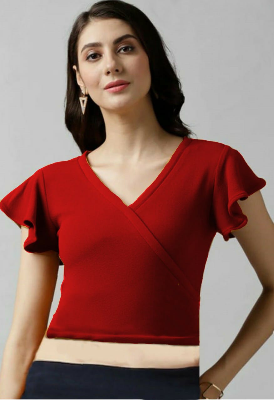 NiloBerry V-Neck Top with Flared Sleeve