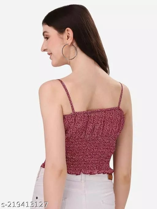 NiloBerry Floral printed shirred crop top