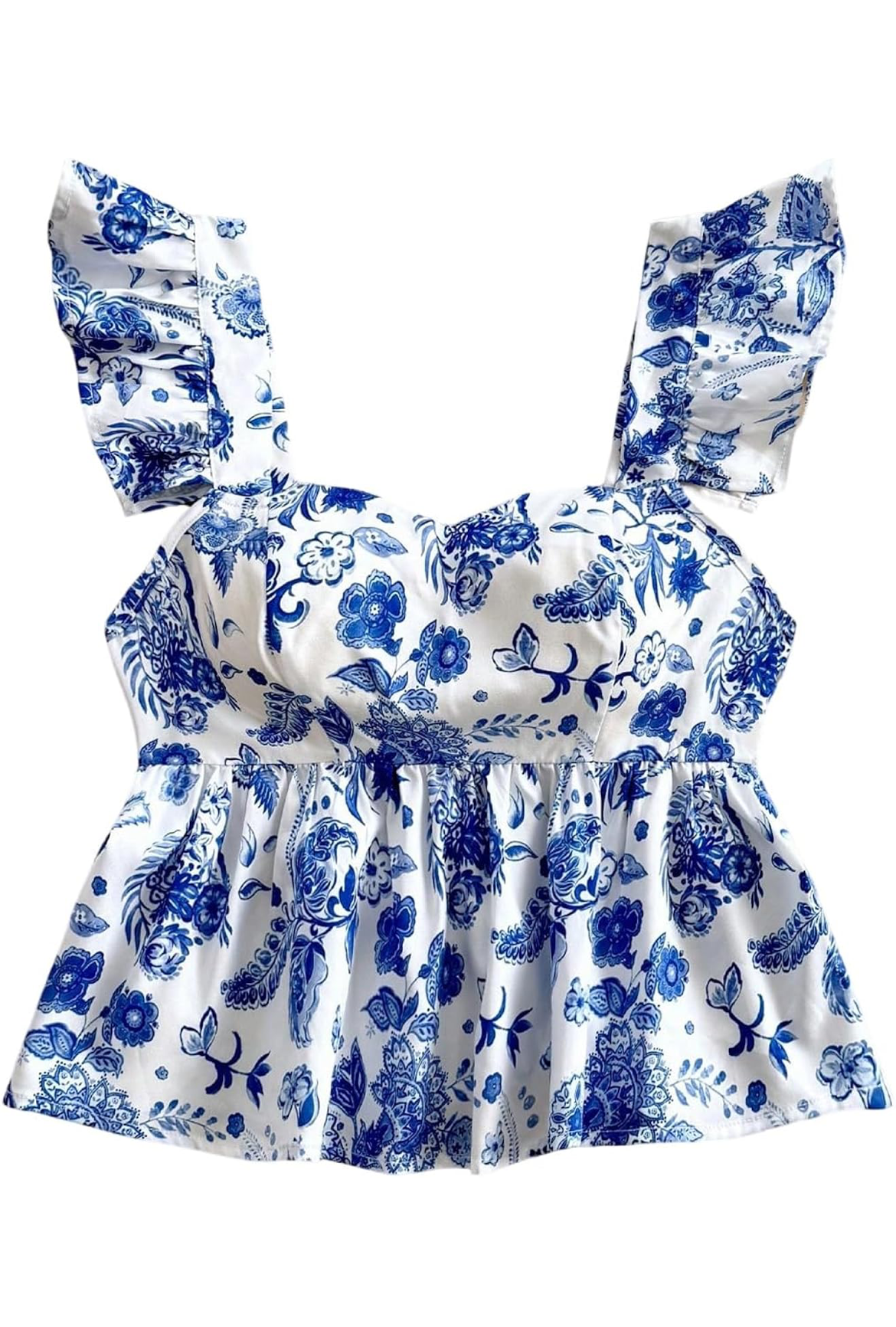 Ruffle sleeves floral printed crop top for girls