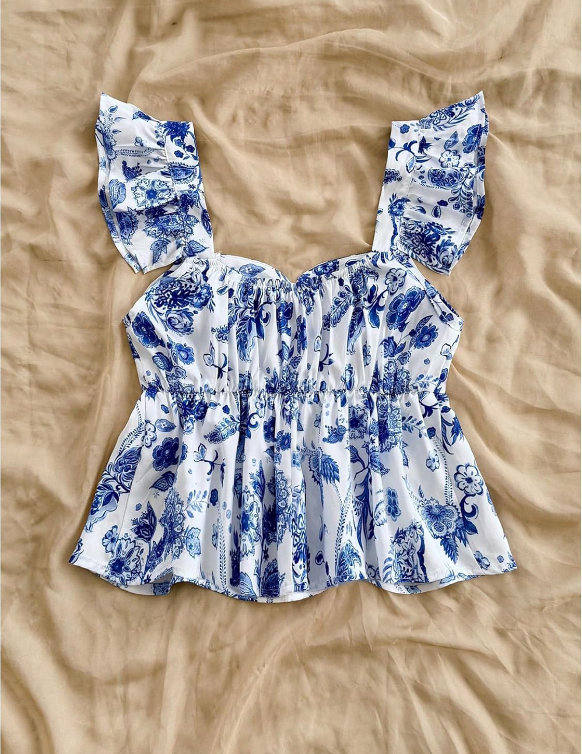 Ruffle sleeves floral printed crop top for girls