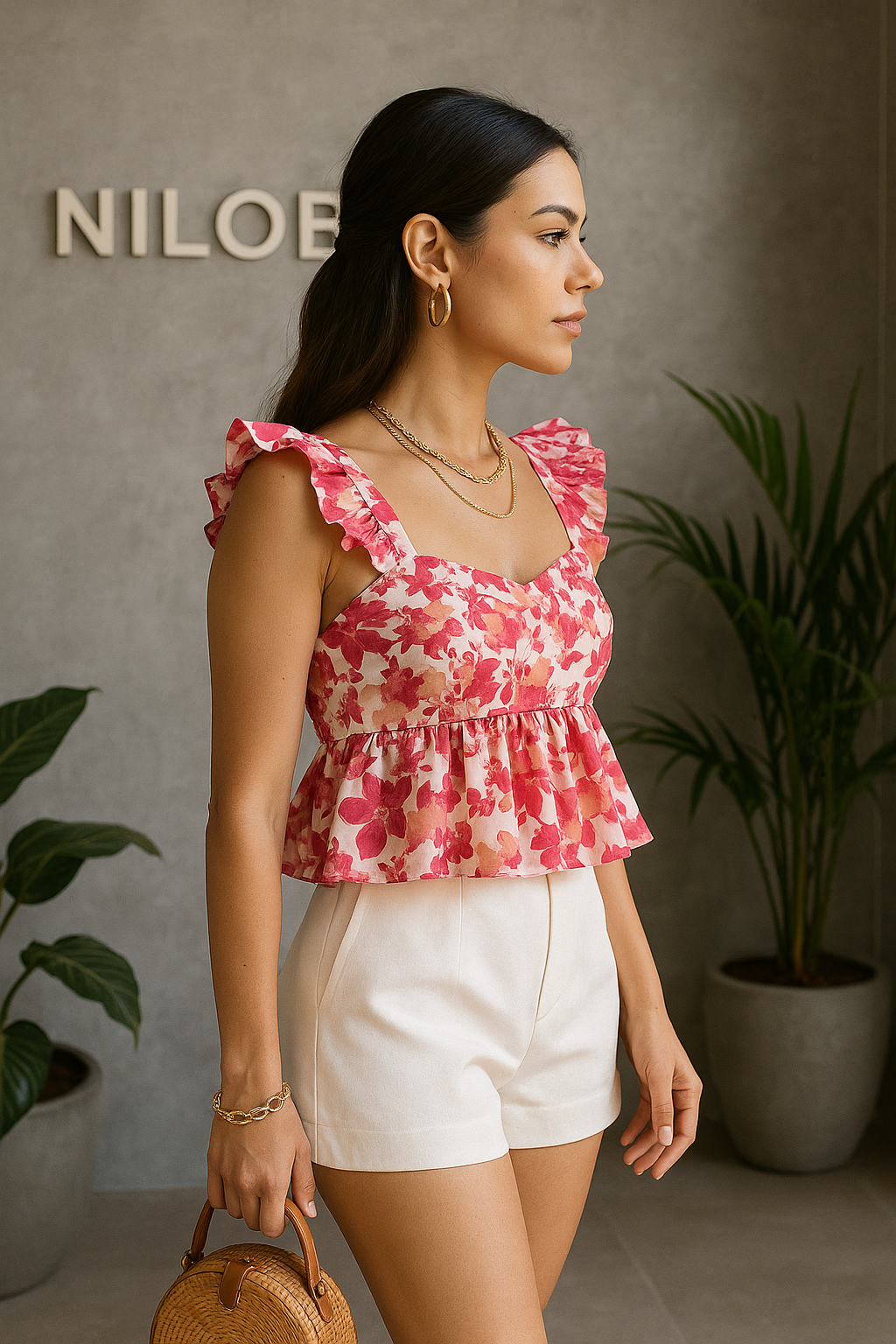 Ruffle sleeve, Melina crop top