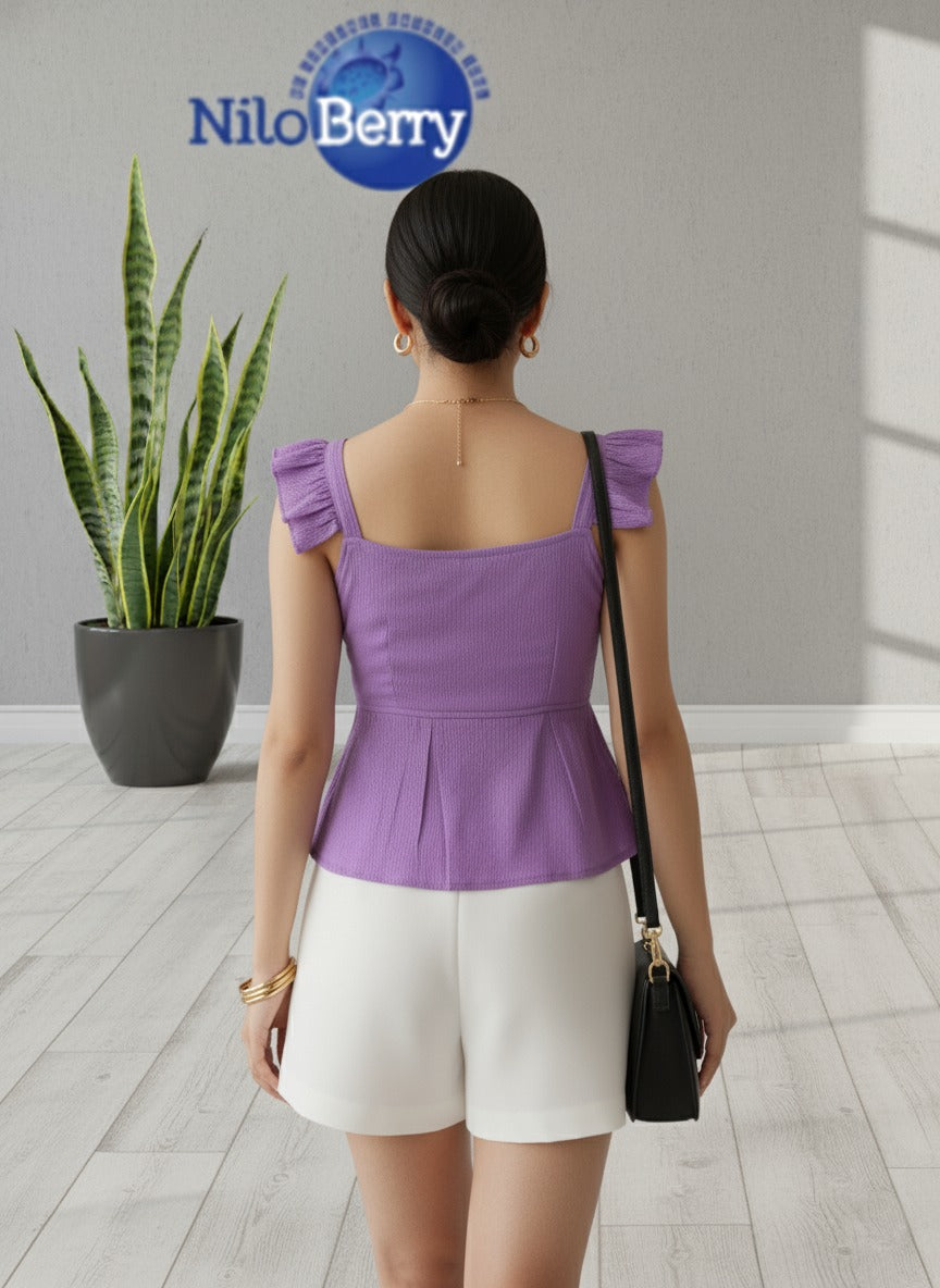 Trendy Peplum Top for Women | Stylish Sleeveless Ruffle Strap Western Top