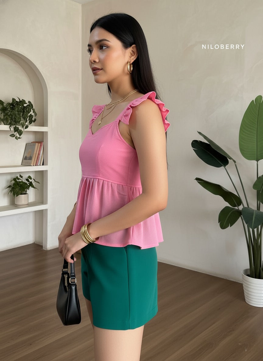 Trendy Peplum Top for Women | Stylish Sleeveless Ruffle Strap Western Top