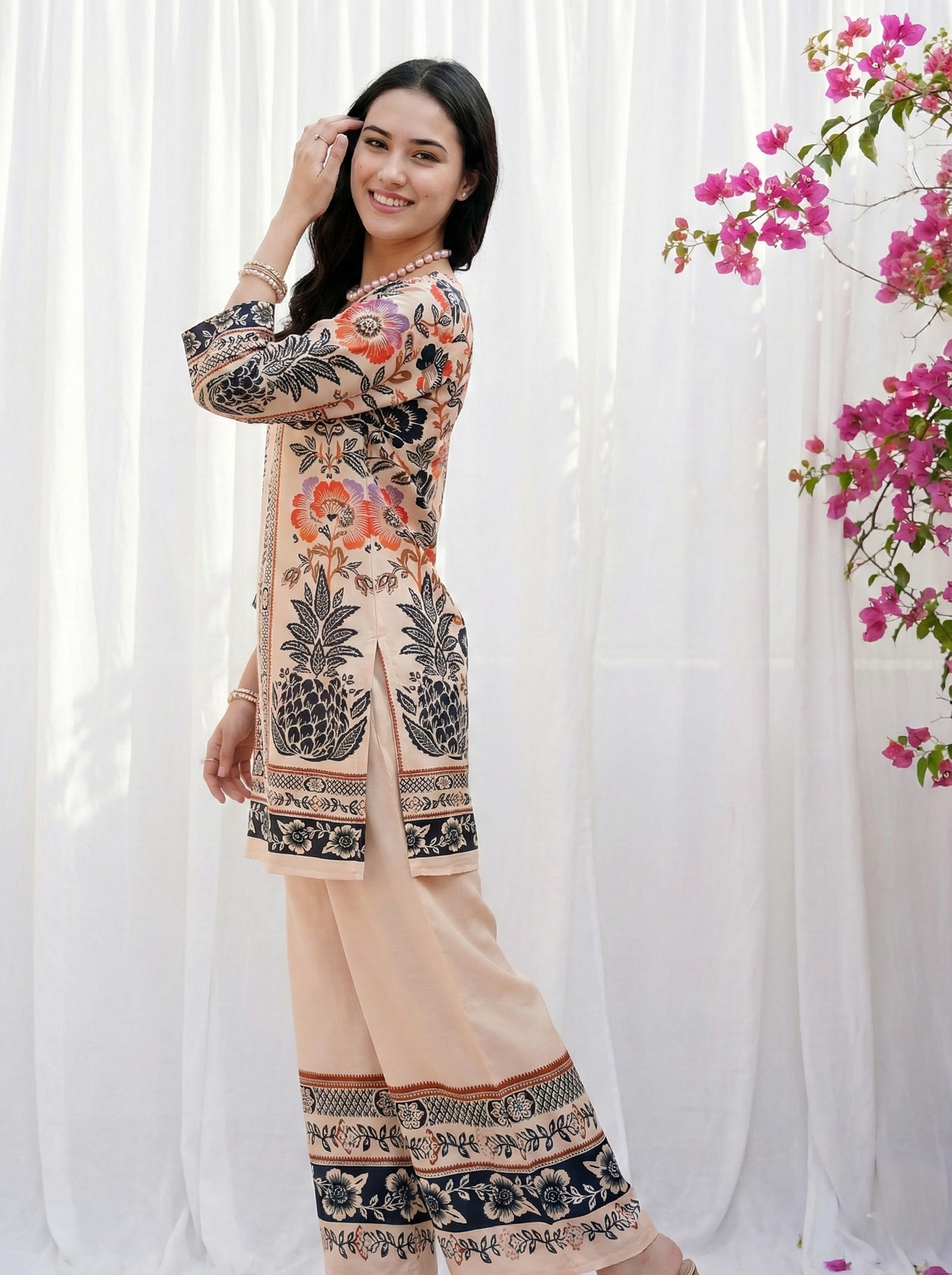Women printed Kurti–Palazzo co-ord sets