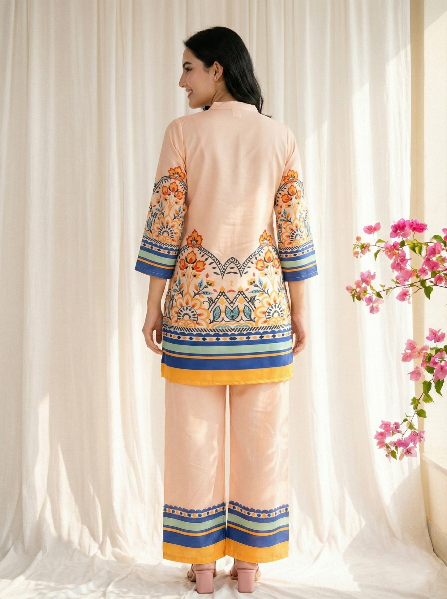 Women printed Kurti–Palazzo co-ord sets